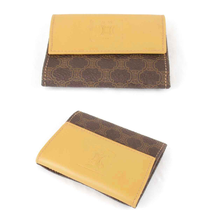 美品『USED』 
CELINE セリーヌ 
 マカダム柄 M15/2 コインケース 
PVC/レザー  イエロー