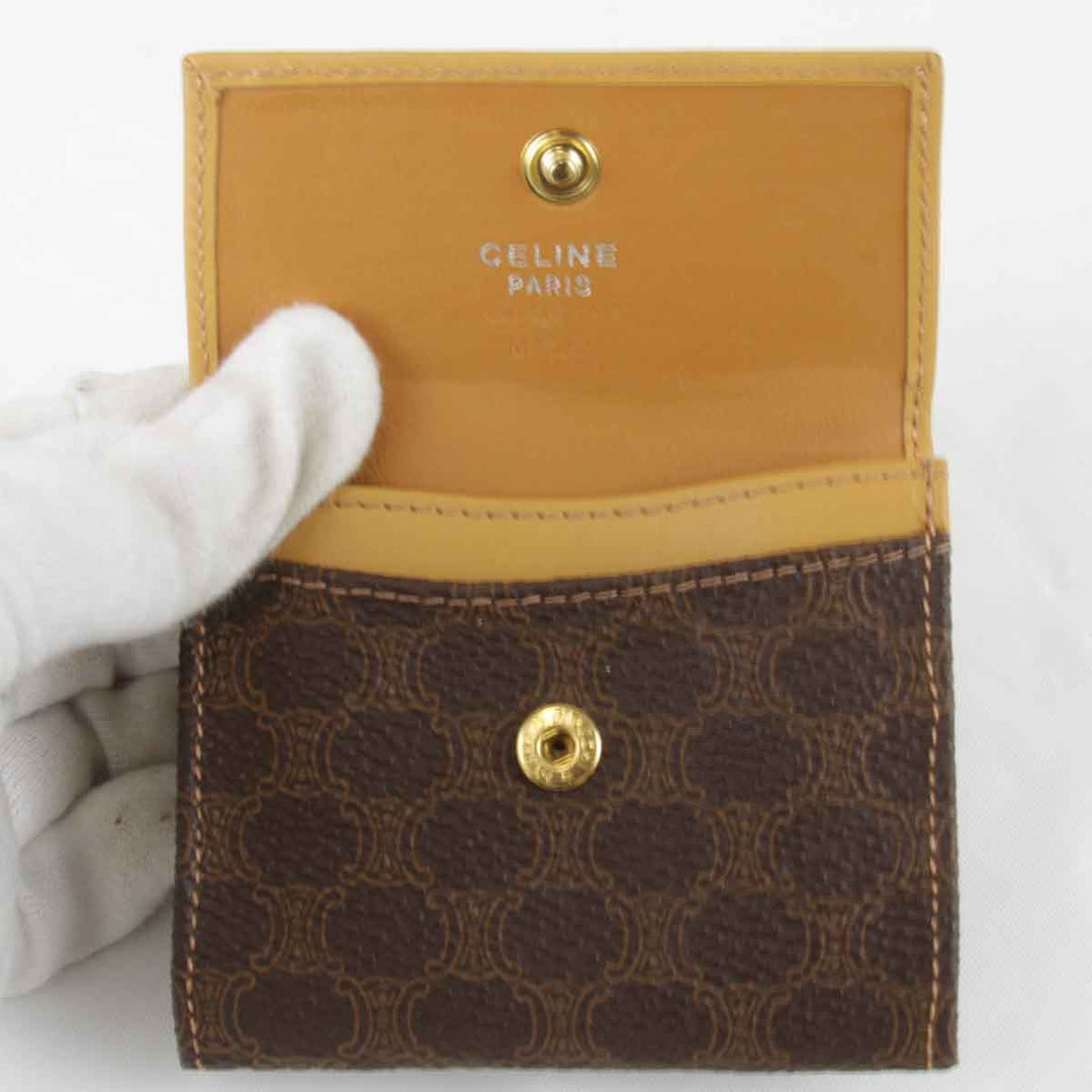 美品『USED』 
CELINE セリーヌ 
 マカダム柄 M15/2 コインケース 
PVC/レザー  イエロー