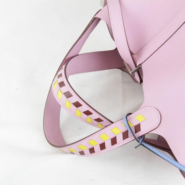 美品『USED』 
HERMES エルメス 
 トレサージュMM ヴォーエプソン ハンドバッグ 
レザー ピンク