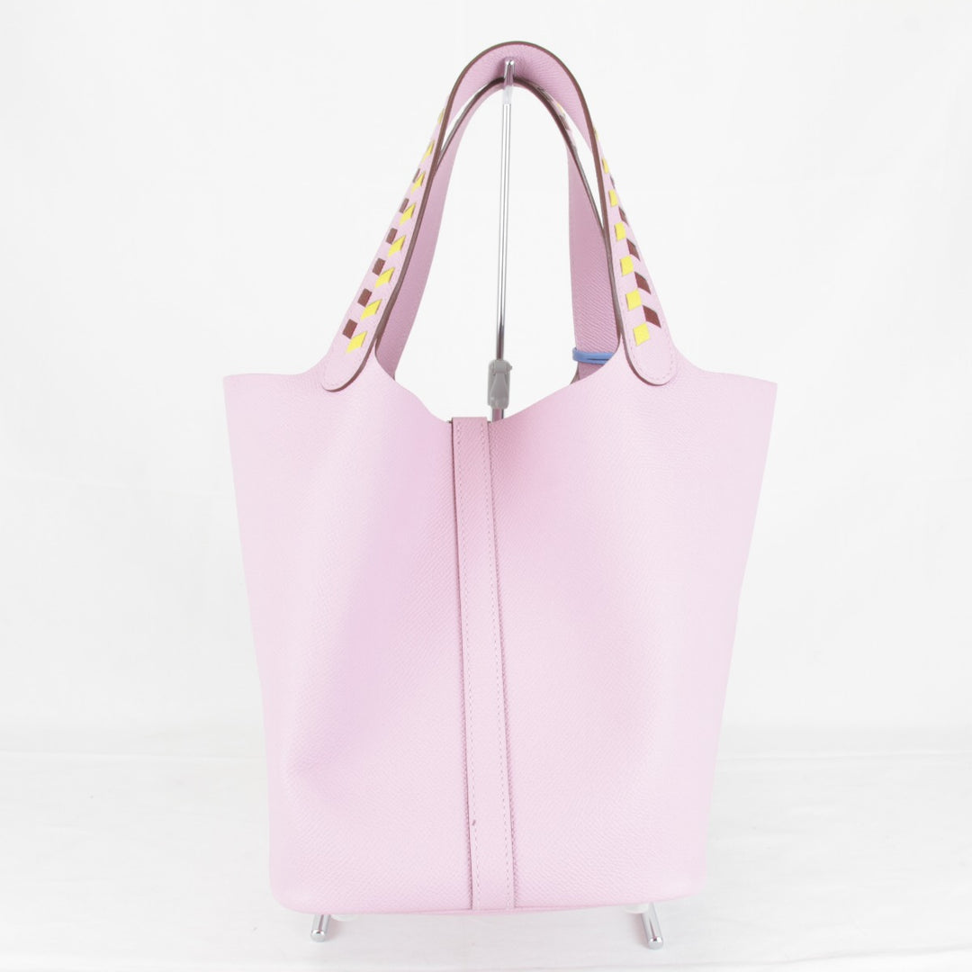 美品『USED』 
HERMES エルメス 
 トレサージュMM ヴォーエプソン ハンドバッグ 
レザー ピンク