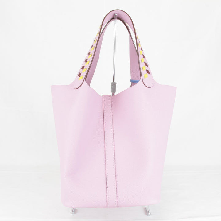 美品『USED』 
HERMES エルメス 
 トレサージュMM ヴォーエプソン ハンドバッグ 
レザー ピンク
