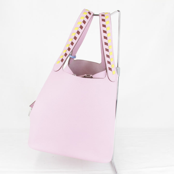 美品『USED』 
HERMES エルメス 
 トレサージュMM ヴォーエプソン ハンドバッグ 
レザー ピンク