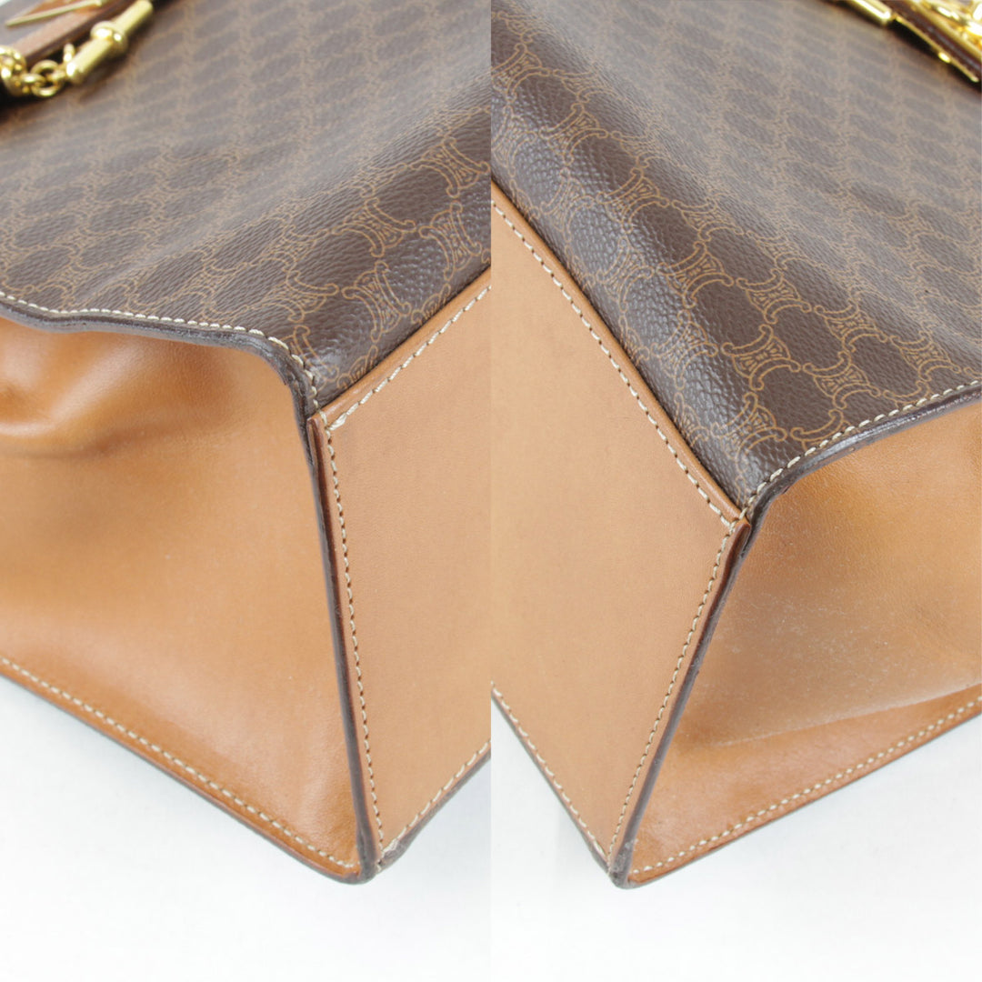 『USED』 
CELINE セリーヌ 
 マカダム柄 ハンドバッグ 
PVCコーティングキャンバス ブラウン