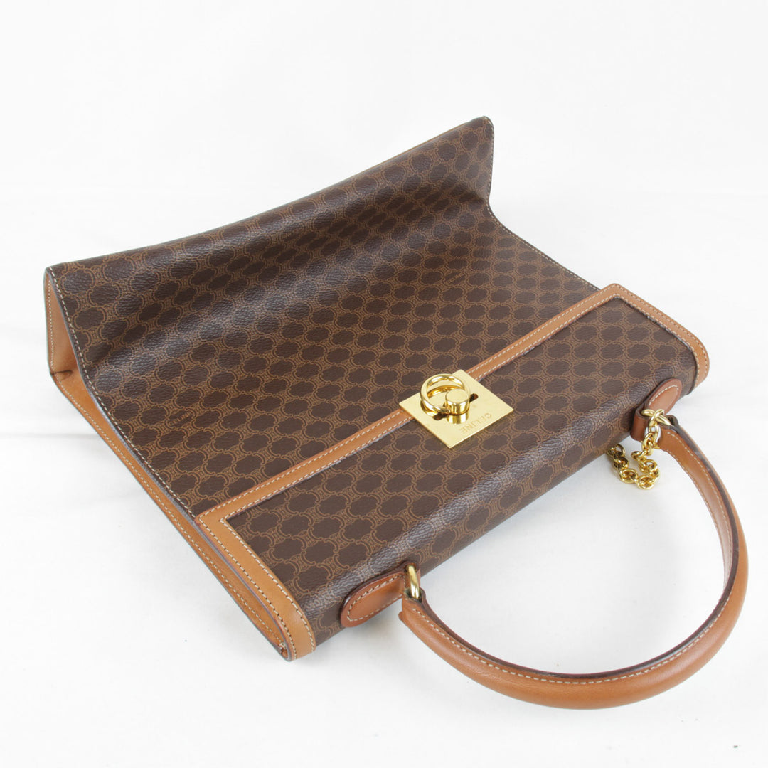 『USED』 
CELINE セリーヌ 
 マカダム柄 ハンドバッグ 
PVCコーティングキャンバス ブラウン