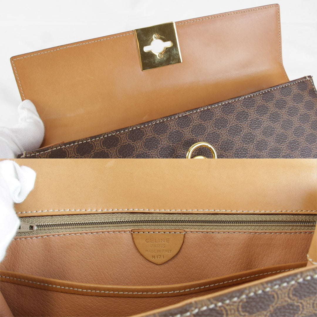 『USED』 
CELINE セリーヌ 
 マカダム柄 ハンドバッグ 
PVCコーティングキャンバス ブラウン