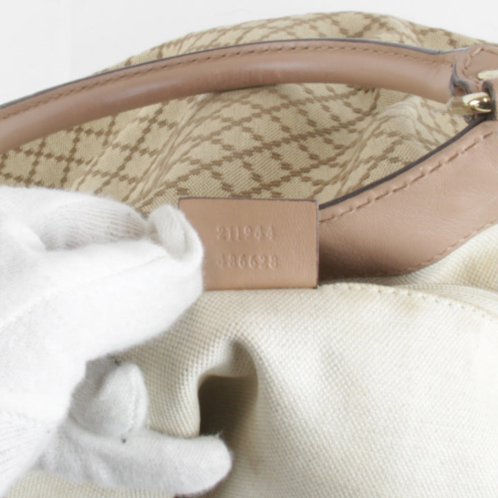 『USED』 
GUCCI グッチ 
 211944 486628 ハンドバッグ 
キャンバス ベージュ