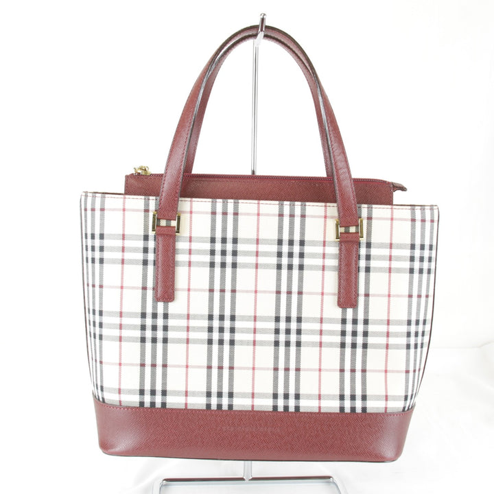 【価格改定】美品『USED』 
BURBERRY バーバリー 
 ノバチェック レッド ハンドバッグ 
キャンバス/レザー レッド