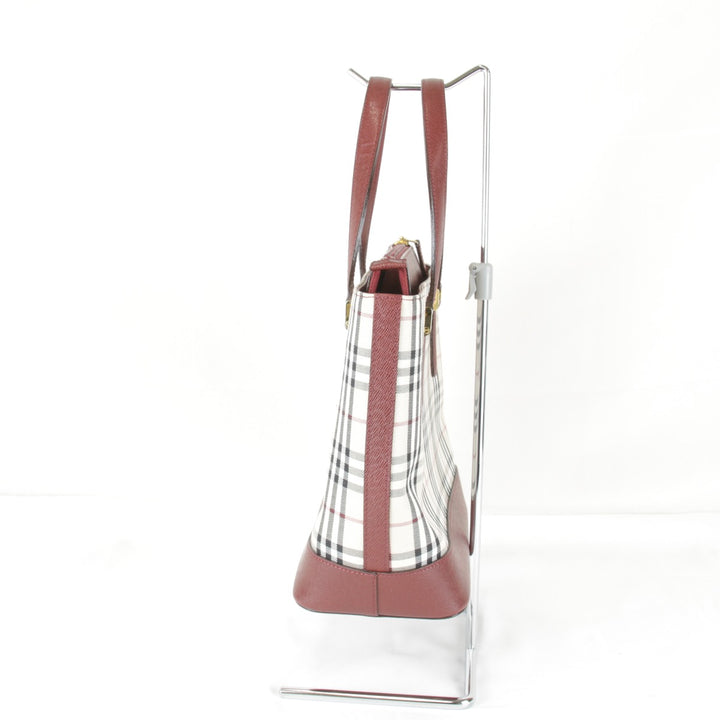 【価格改定】美品『USED』 
BURBERRY バーバリー 
 ノバチェック レッド ハンドバッグ 
キャンバス/レザー レッド