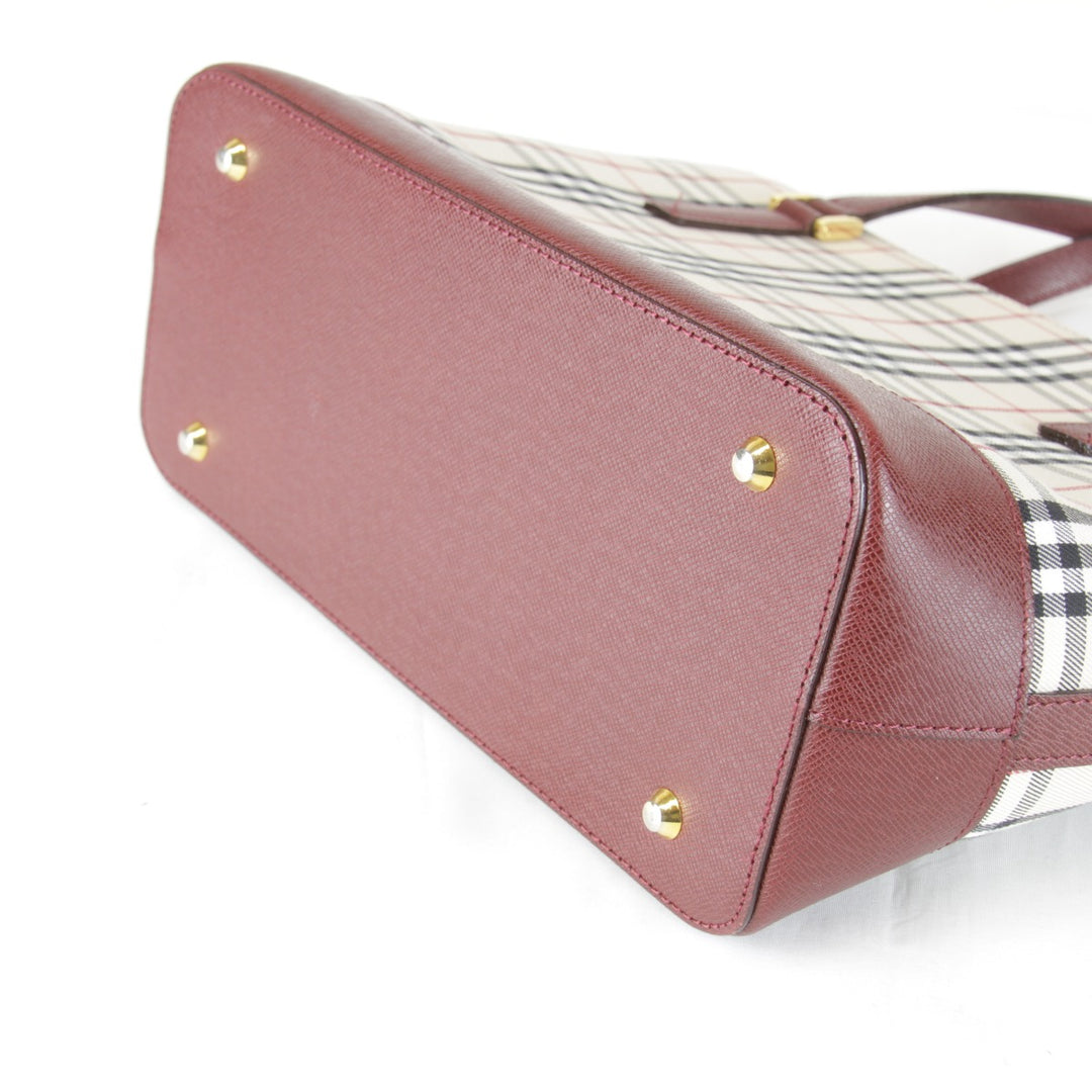 【価格改定】美品『USED』 
BURBERRY バーバリー 
 ノバチェック レッド ハンドバッグ 
キャンバス/レザー レッド