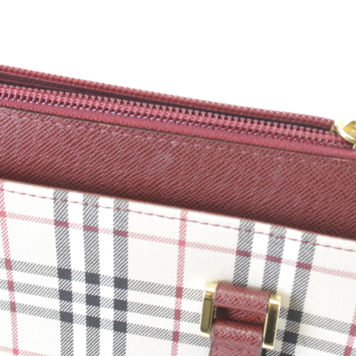 【価格改定】美品『USED』 
BURBERRY バーバリー 
 ノバチェック レッド ハンドバッグ 
キャンバス/レザー レッド