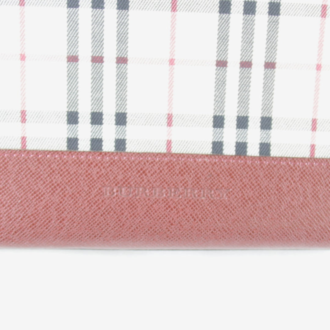 【価格改定】美品『USED』 
BURBERRY バーバリー 
 ノバチェック レッド ハンドバッグ 
キャンバス/レザー レッド