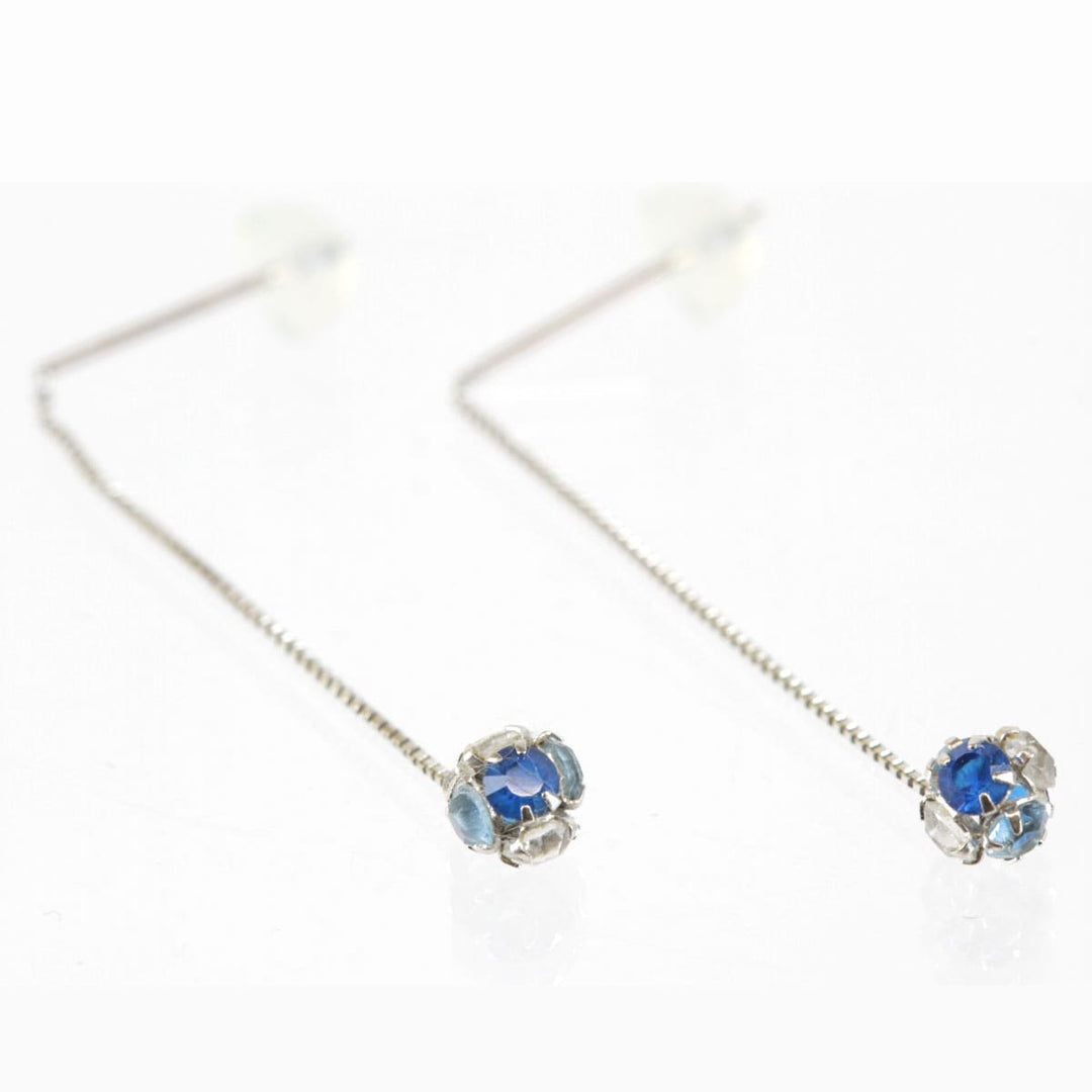 美品『USED』 K14WG/ラインストーン 
 ぶら下がりピアス ピアス
 1.0g