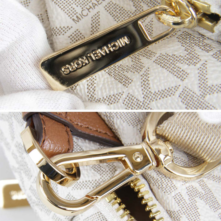 美品『USED』 
Michael Kors マイケルコース 
 MKシグネチャー リュック・デイパック 
PVCコーティングキャンバス ホワイト