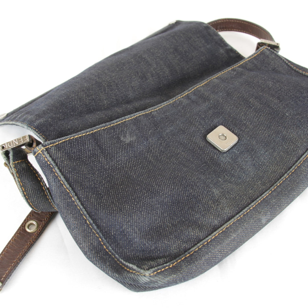 【価格改定】『USED』 
FENDI フェンディ 
 ロゴ ワンショルダー ショルダーバッグ 
デニム ネイビー