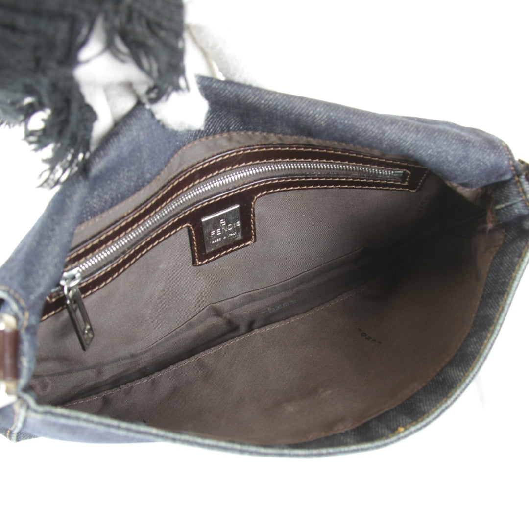 【価格改定】『USED』 
FENDI フェンディ 
 ロゴ ワンショルダー ショルダーバッグ 
デニム ネイビー