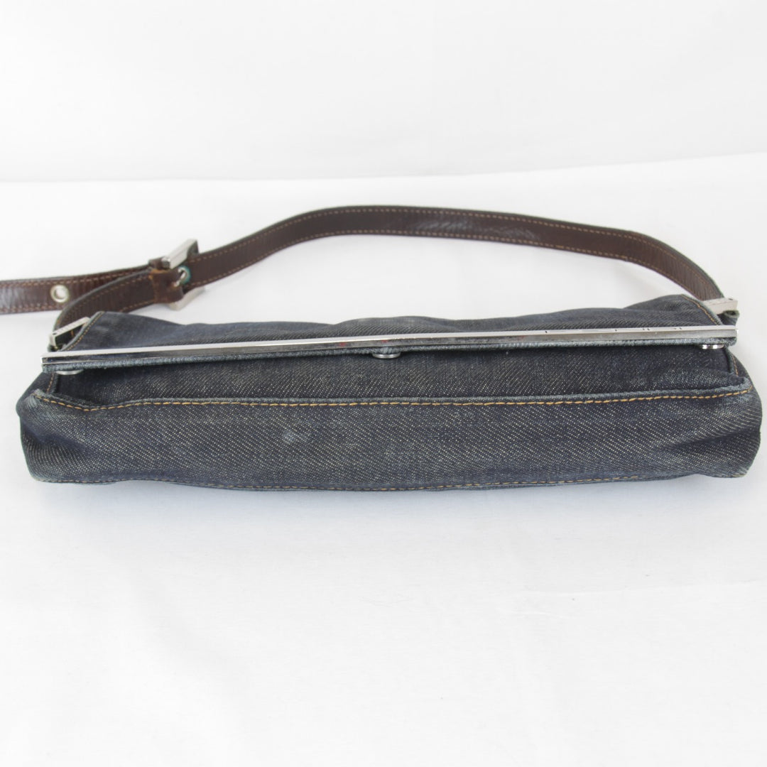 【価格改定】『USED』 
FENDI フェンディ 
 ロゴ ワンショルダー ショルダーバッグ 
デニム ネイビー
