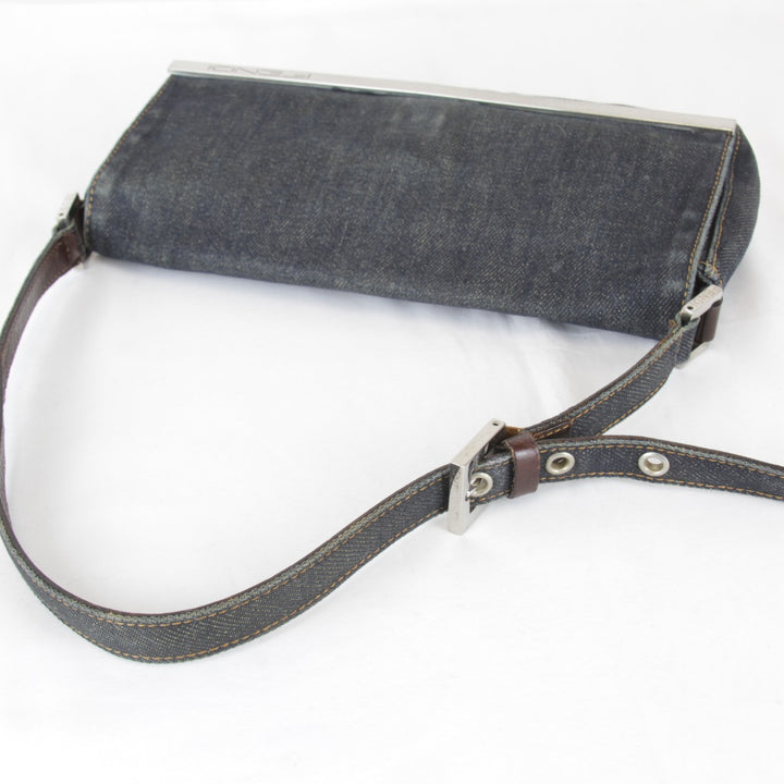 【価格改定】『USED』 
FENDI フェンディ 
 ロゴ ワンショルダー ショルダーバッグ 
デニム ネイビー