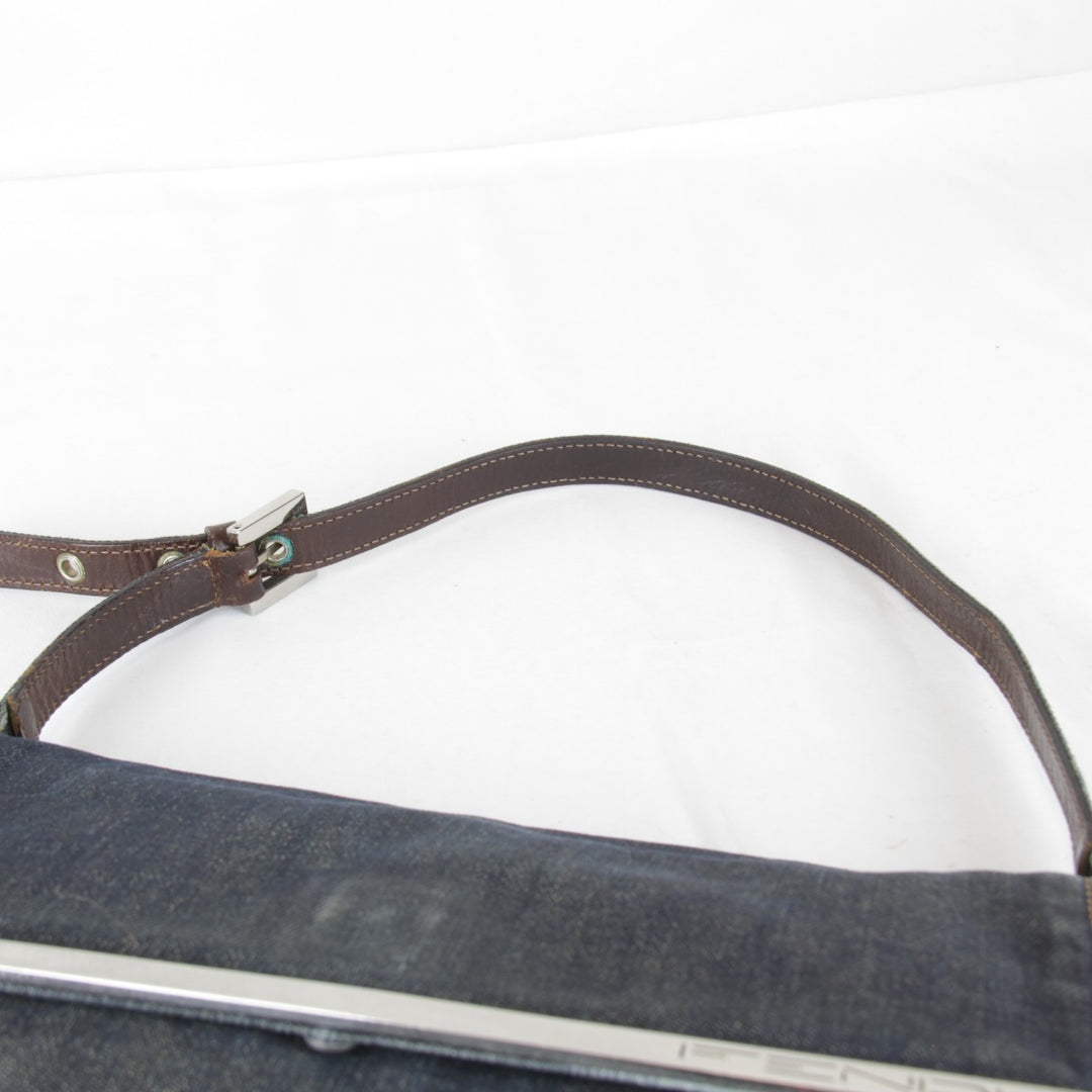 【価格改定】『USED』 
FENDI フェンディ 
 ロゴ ワンショルダー ショルダーバッグ 
デニム ネイビー