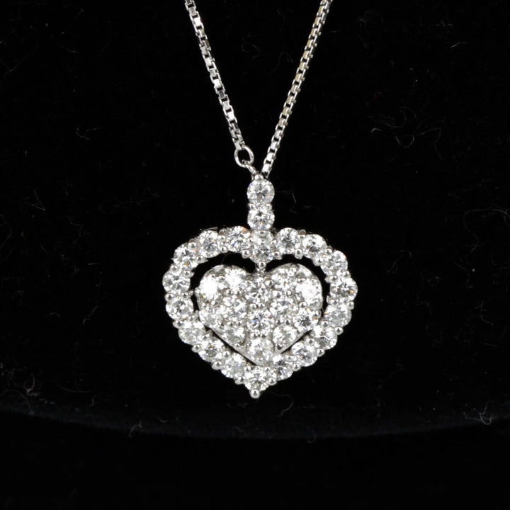 美品『USED』 K18WG 
 ハートネックレス ネックレス
 ダイヤモンド 0.8 5.1g