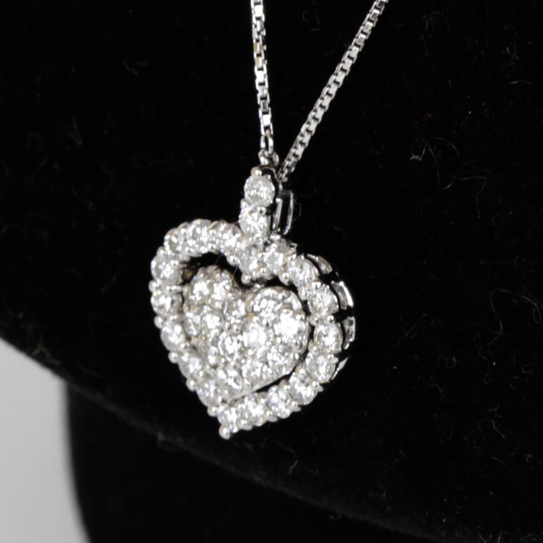 美品『USED』 K18WG 
 ハートネックレス ネックレス
 ダイヤモンド 0.8 5.1g