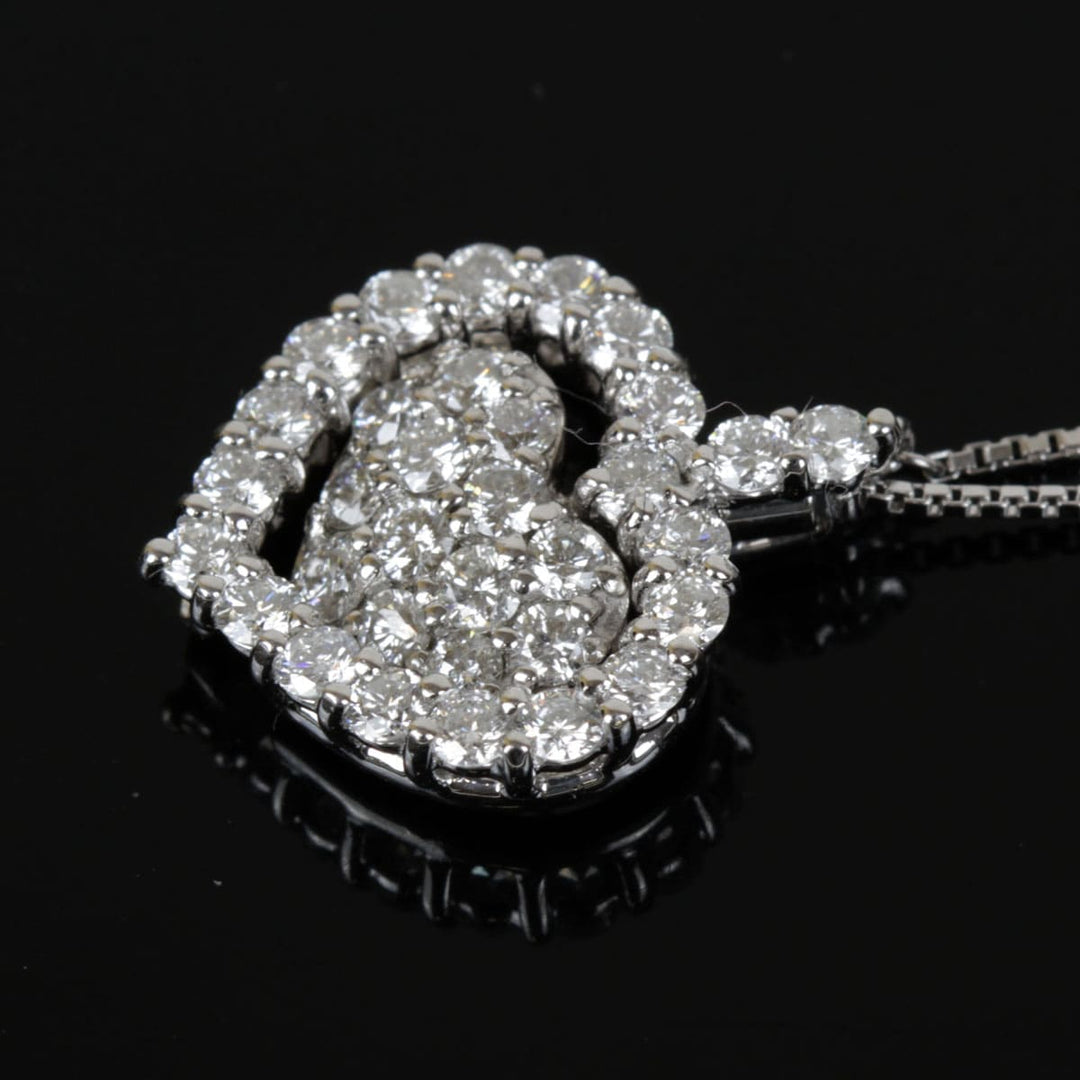 美品『USED』 K18WG 
 ハートネックレス ネックレス
 ダイヤモンド 0.8 5.1g
