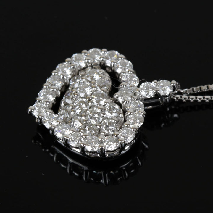 美品『USED』 K18WG 
 ハートネックレス ネックレス
 ダイヤモンド 0.8 5.1g