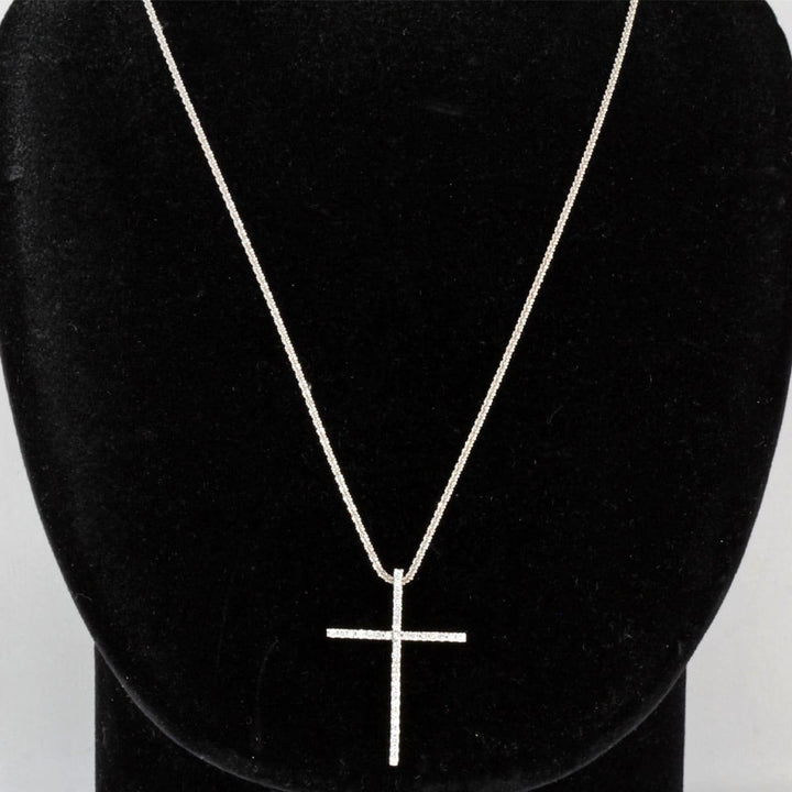 美品『USED』 K18WG 
 クロス ネックレス
 ダイヤモンド 0.50 6.1g