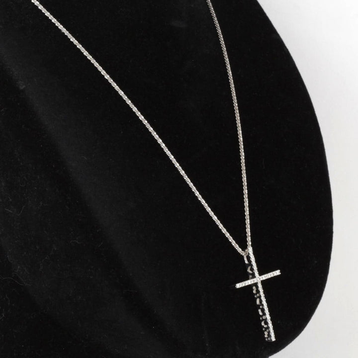 美品『USED』 K18WG 
 クロス ネックレス
 ダイヤモンド 0.50 6.1g