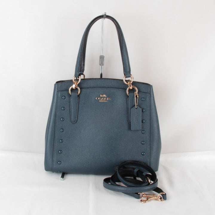 美品『USED』 
COACH コーチ 
 F37816 2WAYバッグ ハンドバッグ 
レザー ブルー
