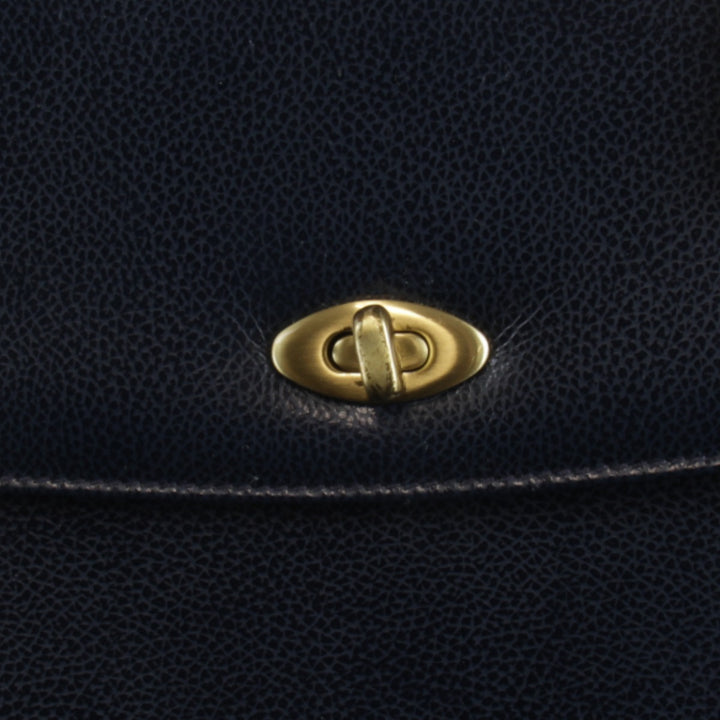 『USED』 
COACH コーチ 
 4414 ターンロック 2WAY ハンドバッグ 
レザー ネイビー
