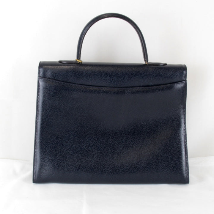 『USED』 
COACH コーチ 
 4414 ターンロック 2WAY ハンドバッグ 
レザー ネイビー