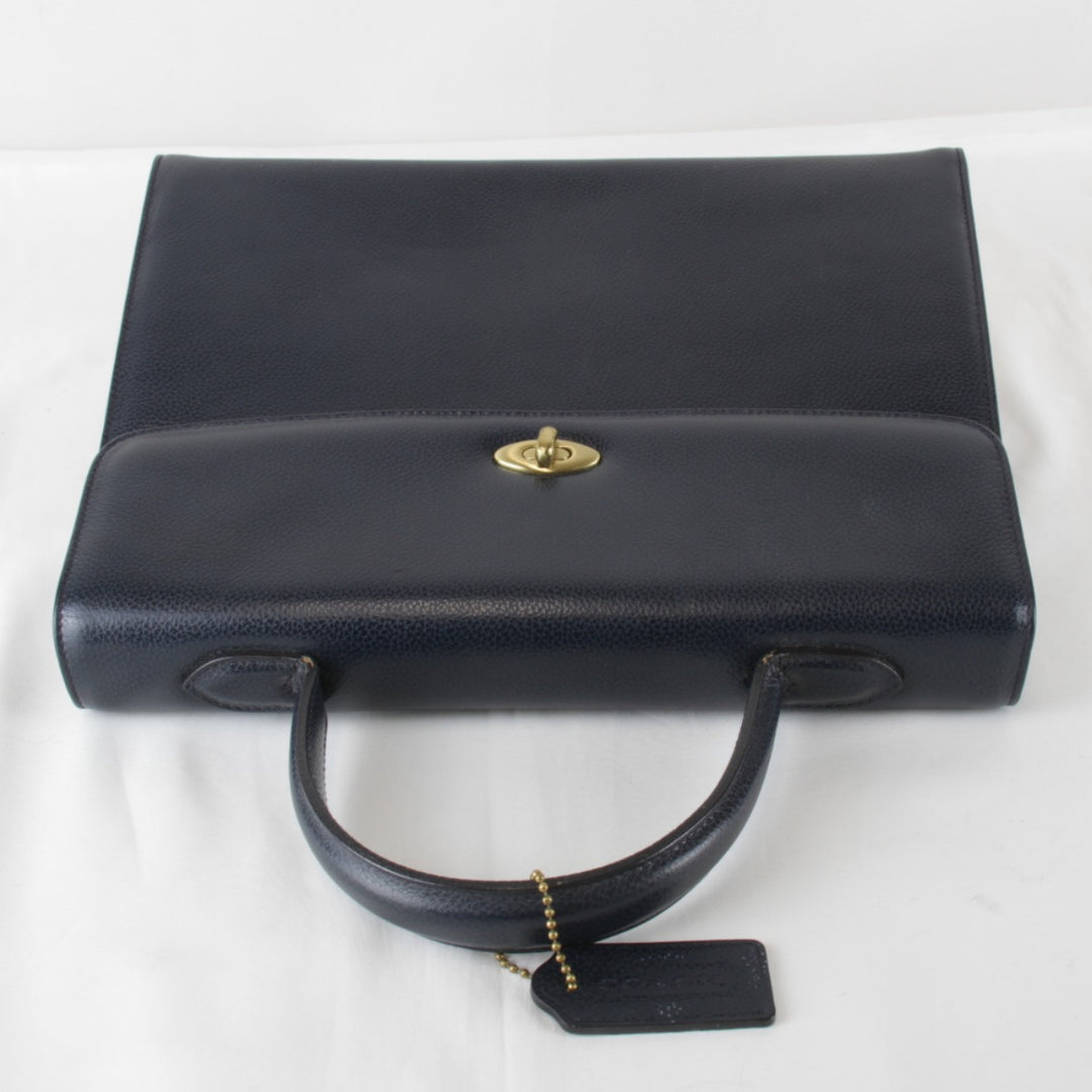 『USED』 
COACH コーチ 
 4414 ターンロック 2WAY ハンドバッグ 
レザー ネイビー