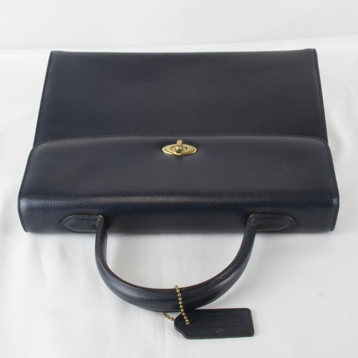 『USED』 
COACH コーチ 
 4414 ターンロック 2WAY ハンドバッグ 
レザー ネイビー