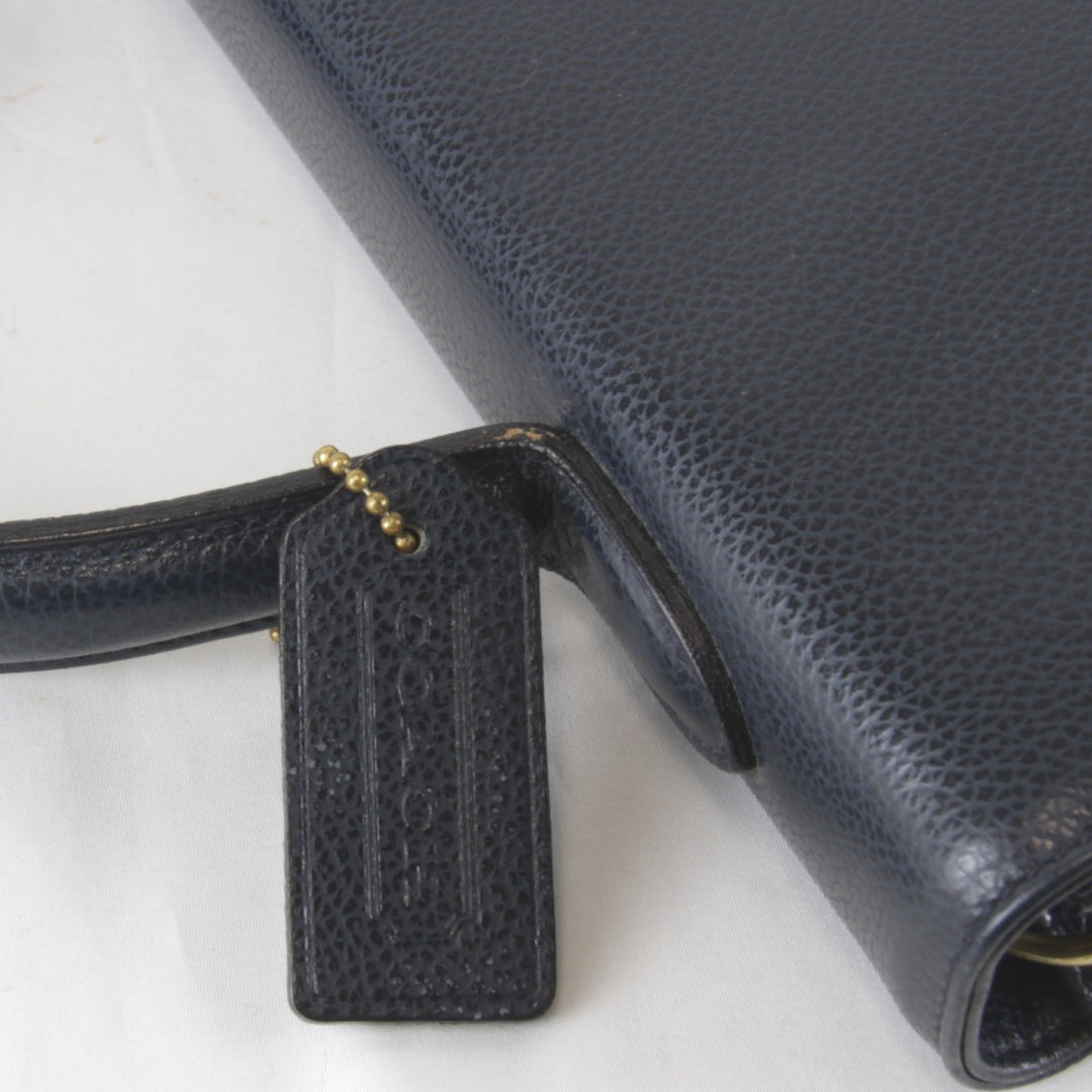 『USED』 
COACH コーチ 
 4414 ターンロック 2WAY ハンドバッグ 
レザー ネイビー