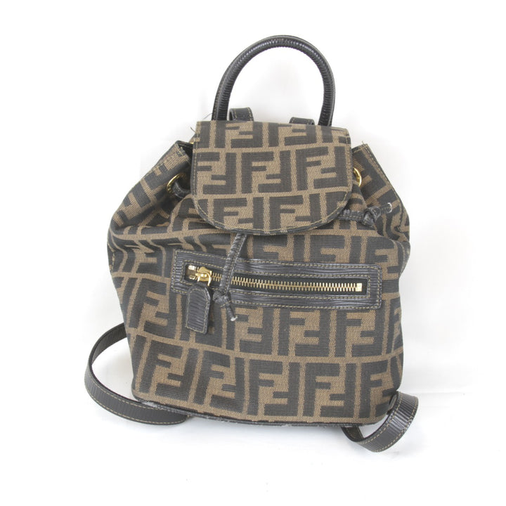 『USED』 
FENDI フェンディ 
 ズッカ リュック・デイパック 
キャンバス カーキ
