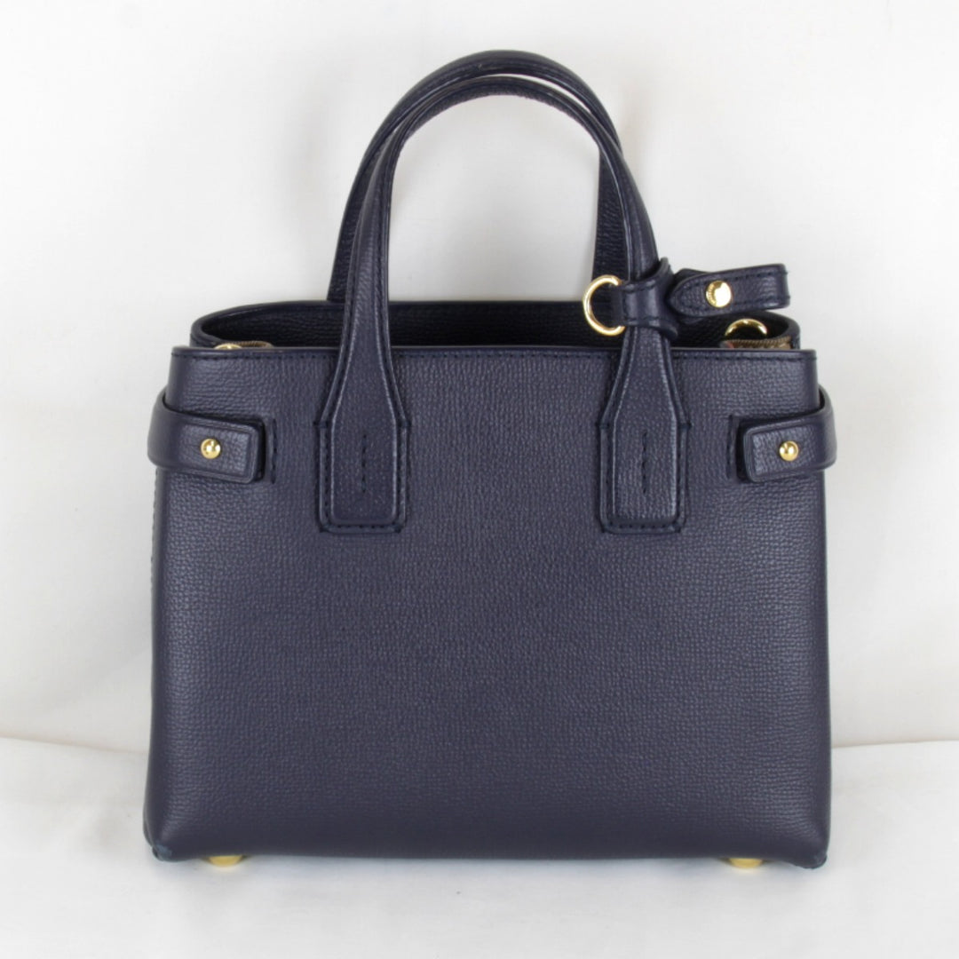 良品『USED』 
BURBERRY バーバリー 
 スモールバナー 2WAY ハンドバッグ 
レザー ネイビー