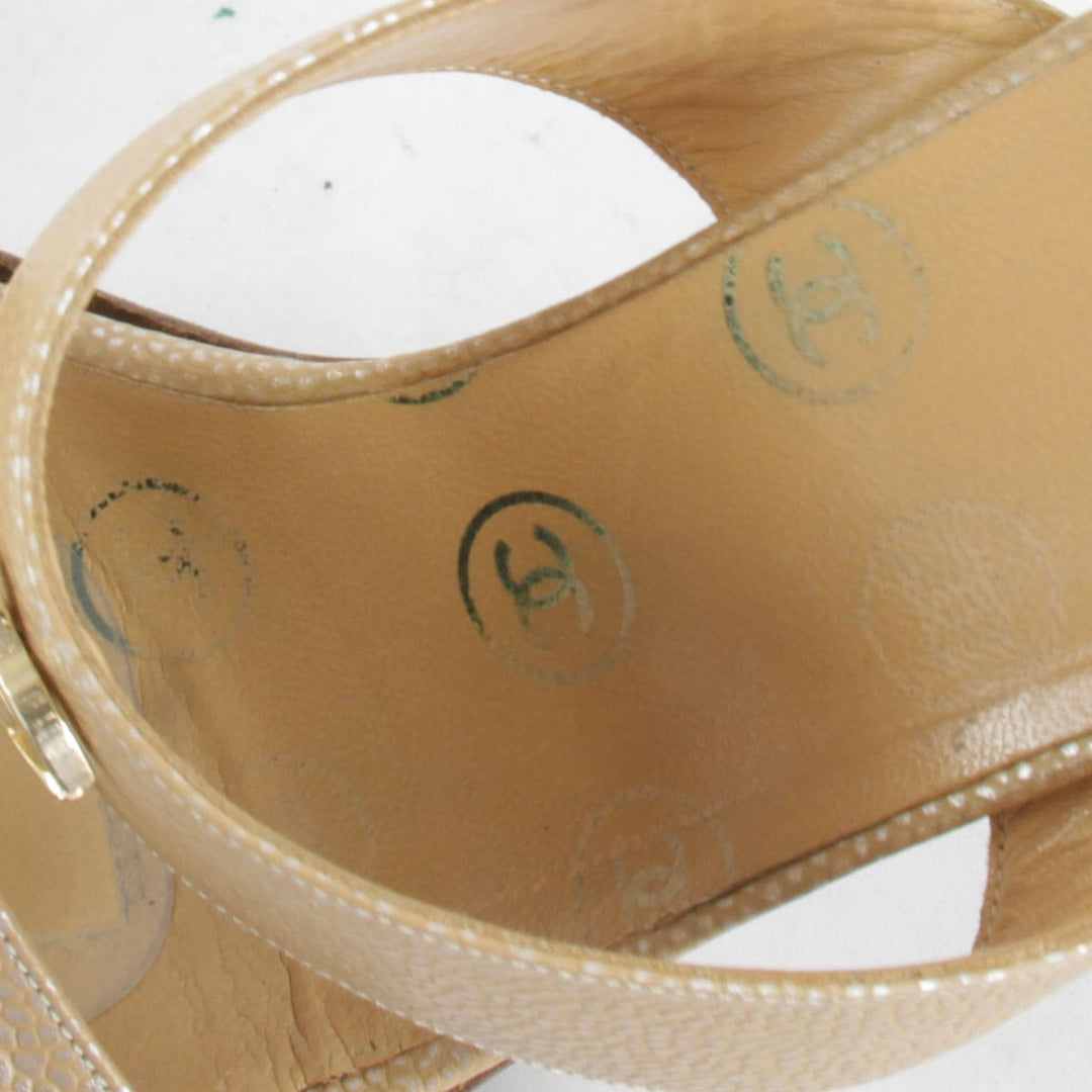 『USED』 
CHANEL シャネル 
 ココマーク サンダル 
レザー /キャビアスキン ベージュ