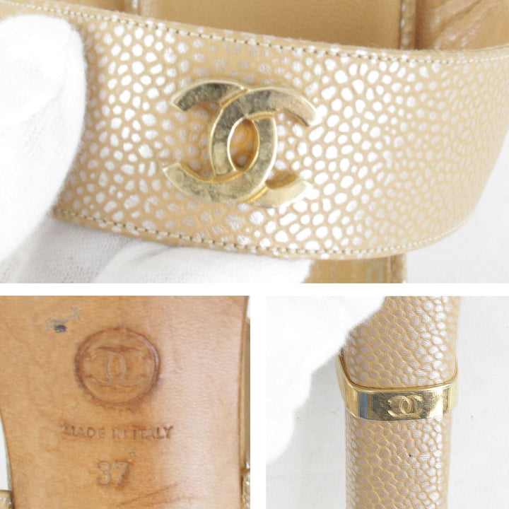 『USED』 
CHANEL シャネル 
 ココマーク サンダル 
レザー /キャビアスキン ベージュ