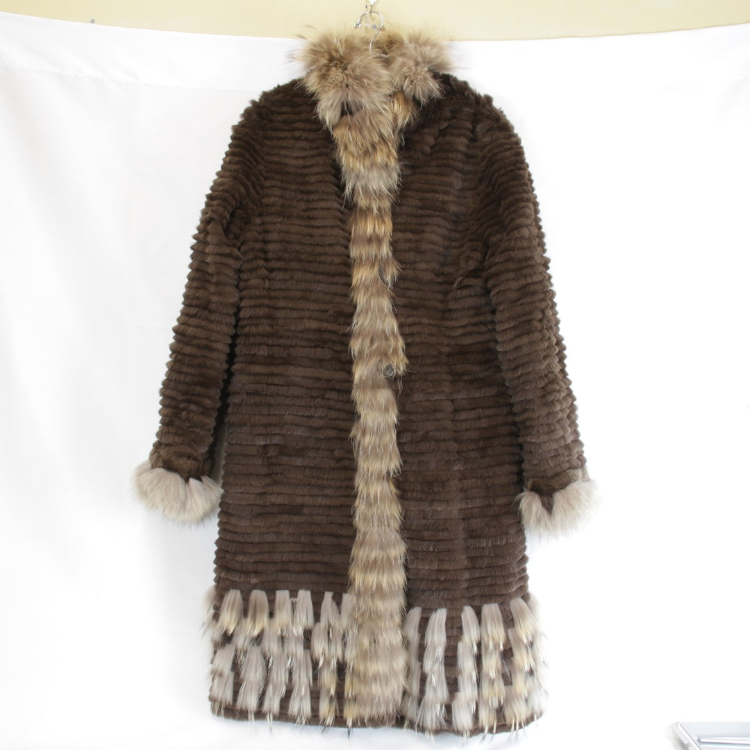 良品『USED』 
 
 リバーシブル コート 毛皮 
シルク/ポリエステル /ラクーン/レッキス ブラウン