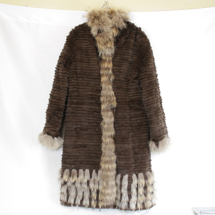 良品『USED』 
 
 リバーシブル コート 毛皮 
シルク/ポリエステル /ラクーン/レッキス ブラウン