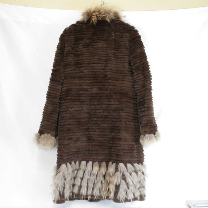 良品『USED』 
 
 リバーシブル コート 毛皮 
シルク/ポリエステル /ラクーン/レッキス ブラウン