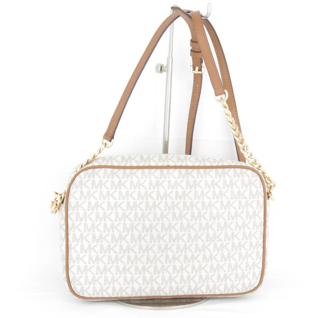 美品『USED』 
Michael Kors マイケルコース 
 MKシグネチャー カメラバッグ ミディアム ショルダーバッグ 
レザー ホワイト