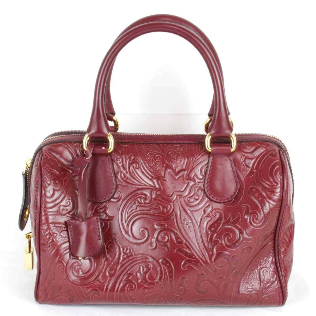 良品『USED』 
ETRO エトロ 
 マルゴット 1C362-2735 ミニボストンバッグ 
レザー ワインレッド