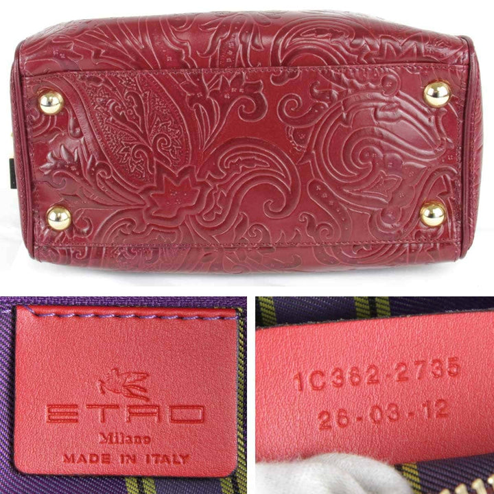 良品『USED』 
ETRO エトロ 
 マルゴット 1C362-2735 ミニボストンバッグ 
レザー ワインレッド