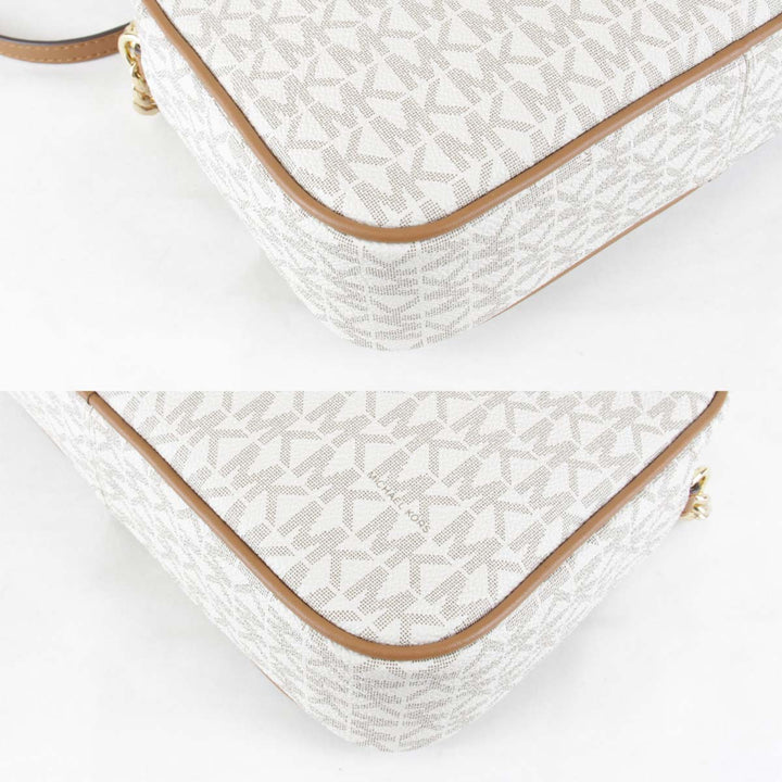 美品『USED』 
Michael Kors マイケルコース 
 MKシグネチャー ショルダーバッグ 
PVCコーティングキャンバス ホワイト
