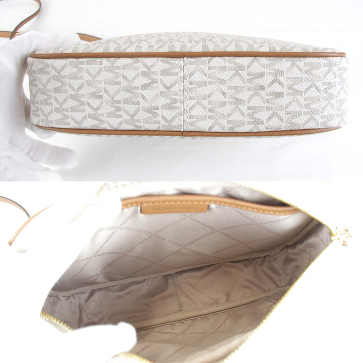 美品『USED』 
Michael Kors マイケルコース 
 MKシグネチャー ショルダーバッグ 
PVCコーティングキャンバス ホワイト