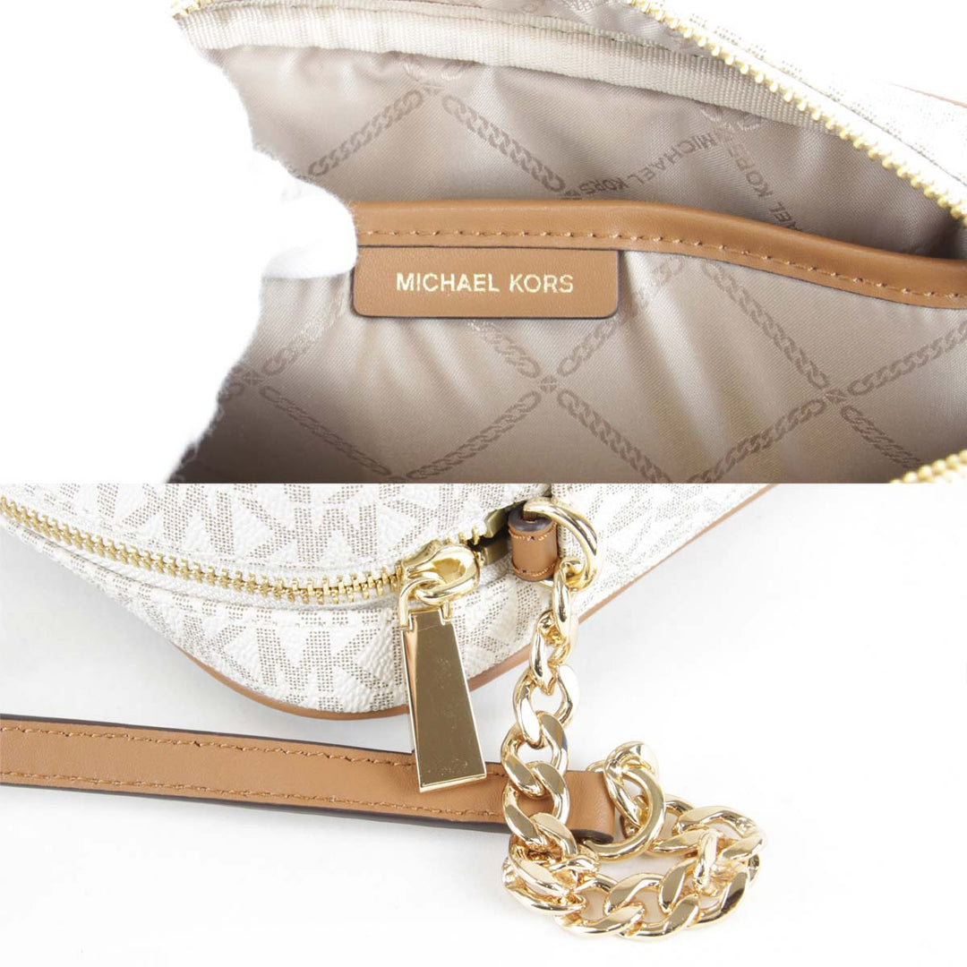 美品『USED』 
Michael Kors マイケルコース 
 MKシグネチャー ショルダーバッグ 
PVCコーティングキャンバス ホワイト