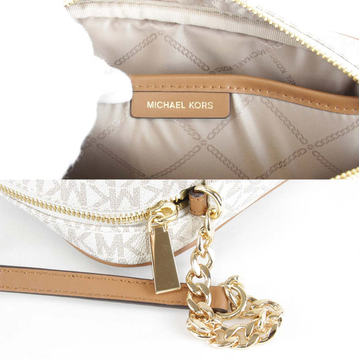 美品『USED』 
Michael Kors マイケルコース 
 MKシグネチャー ショルダーバッグ 
PVCコーティングキャンバス ホワイト