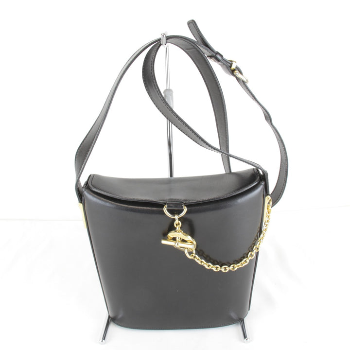 【価格改定】『USED』 
CELINE セリーヌ 
 サークルロゴ金具 ショルダーバッグ 
レザー ブラック