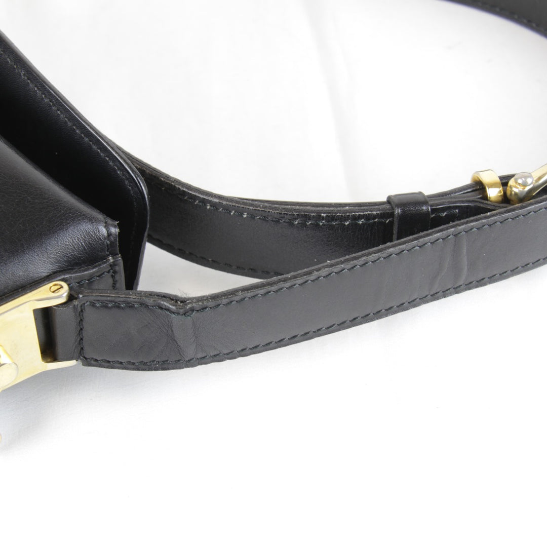 【価格改定】『USED』 
CELINE セリーヌ 
 サークルロゴ金具 ショルダーバッグ 
レザー ブラック